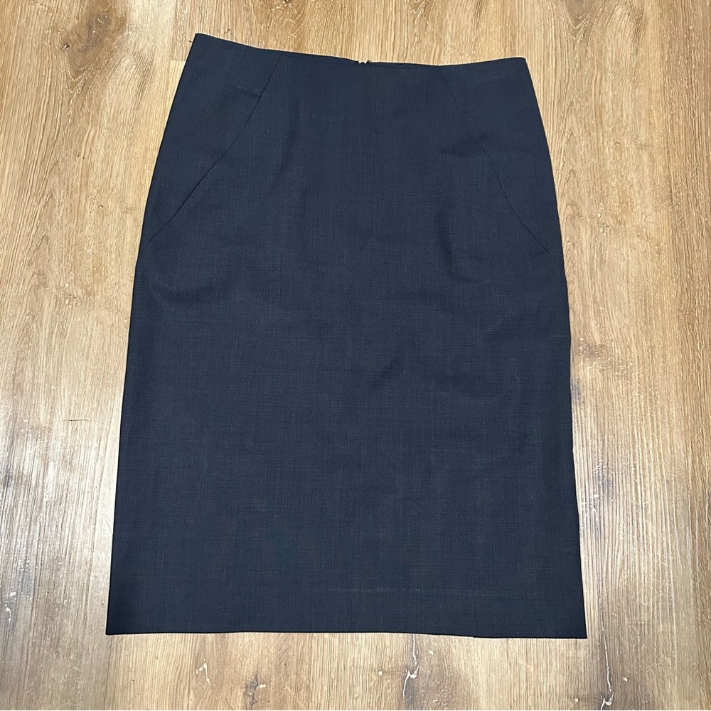 Theory Women Ladies Wool Lycra Black Pencil Skirt Zip Size 2 Made In USA
